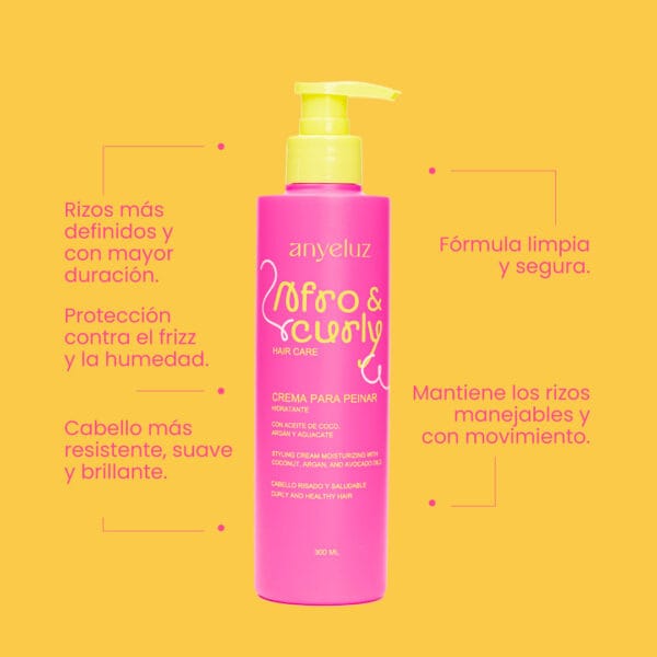 Crema Para Peinar Hidratante Afro & Curly Anyeluz X300 Ml - Image 4