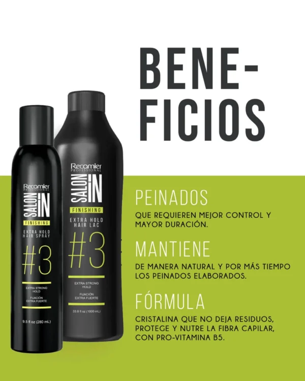 Laca #3 Spray Fijadora Extra Hold Hair X280 Ml Salon In Recamier - Image 3