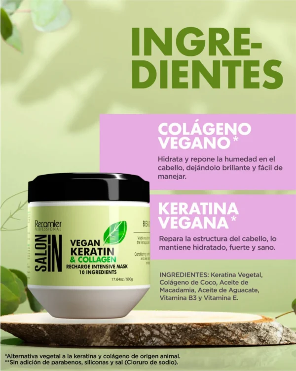 Tratamiento Rech Intensivo Vegan Keratin Collagen X500 Ml Salon In Recamier - Image 3