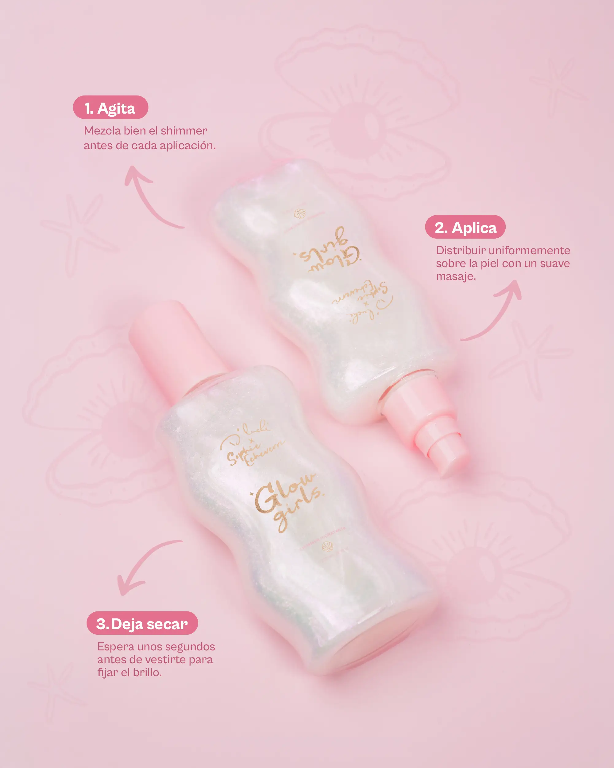 Body Shimmer Glow Girls Sophie Echeverri Hidratante Nacarado Destellos Multicolores y Ácido Hialurónico D'Luchi X200 Ml - Image 6