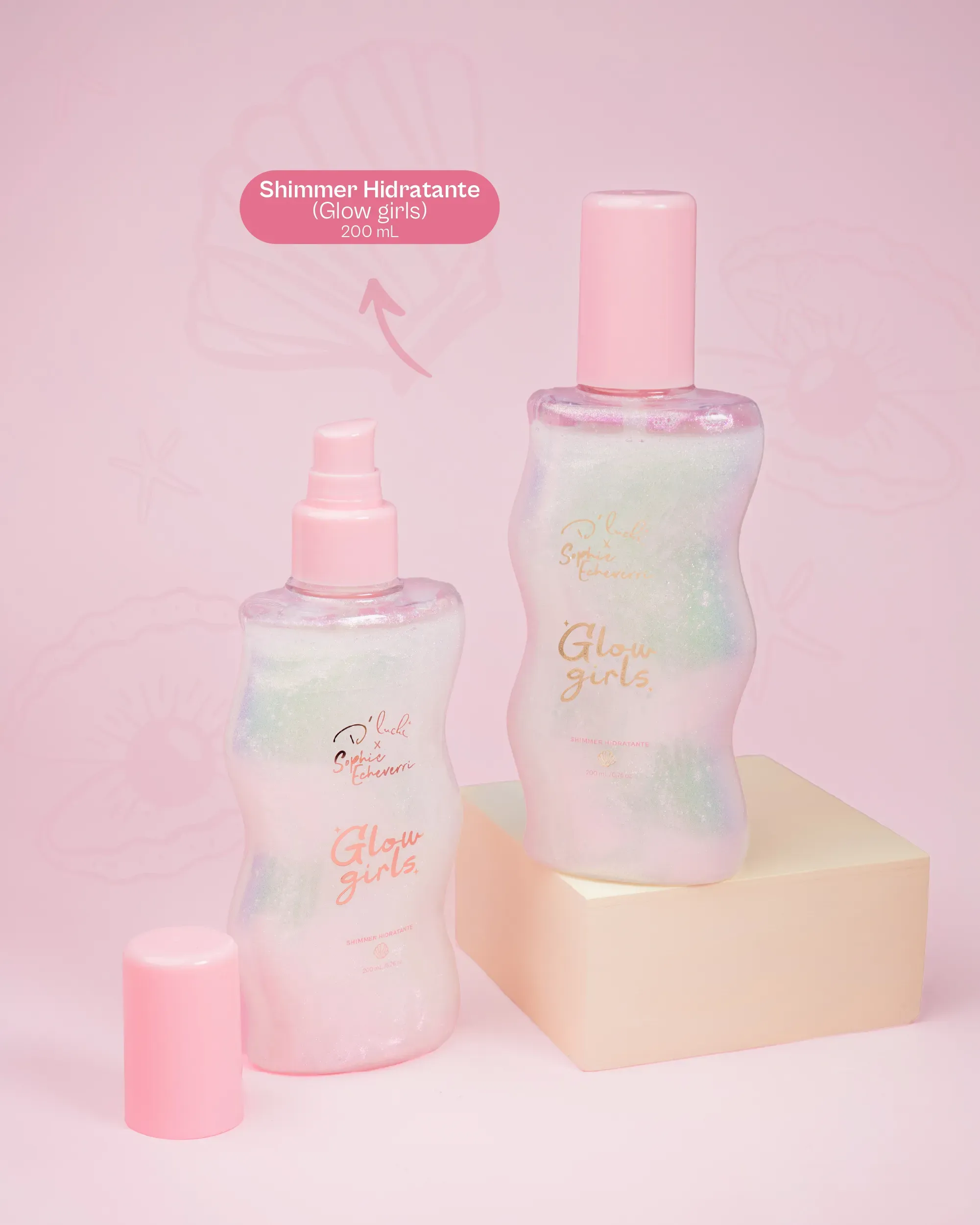 Body Shimmer Glow Girls Sophie Echeverri Hidratante Nacarado Destellos Multicolores y Ácido Hialurónico D'Luchi X200 Ml - Image 7