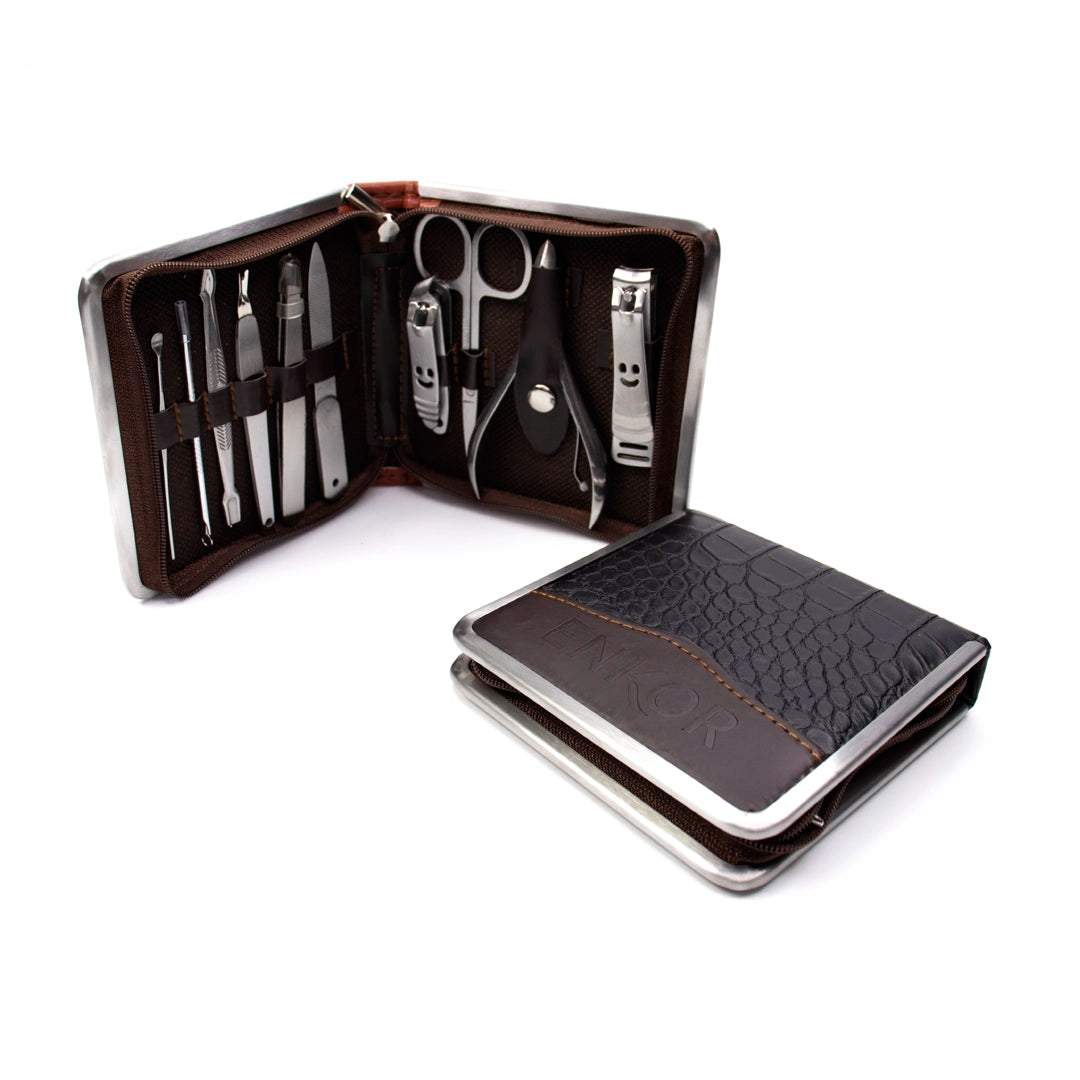 Set De Manicure X10 Piezas Mediano Negro Enkor Profesional - Image 2