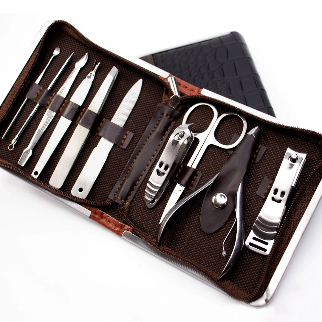 Set De Manicure X10 Piezas Mediano Negro Enkor Profesional - Image 4