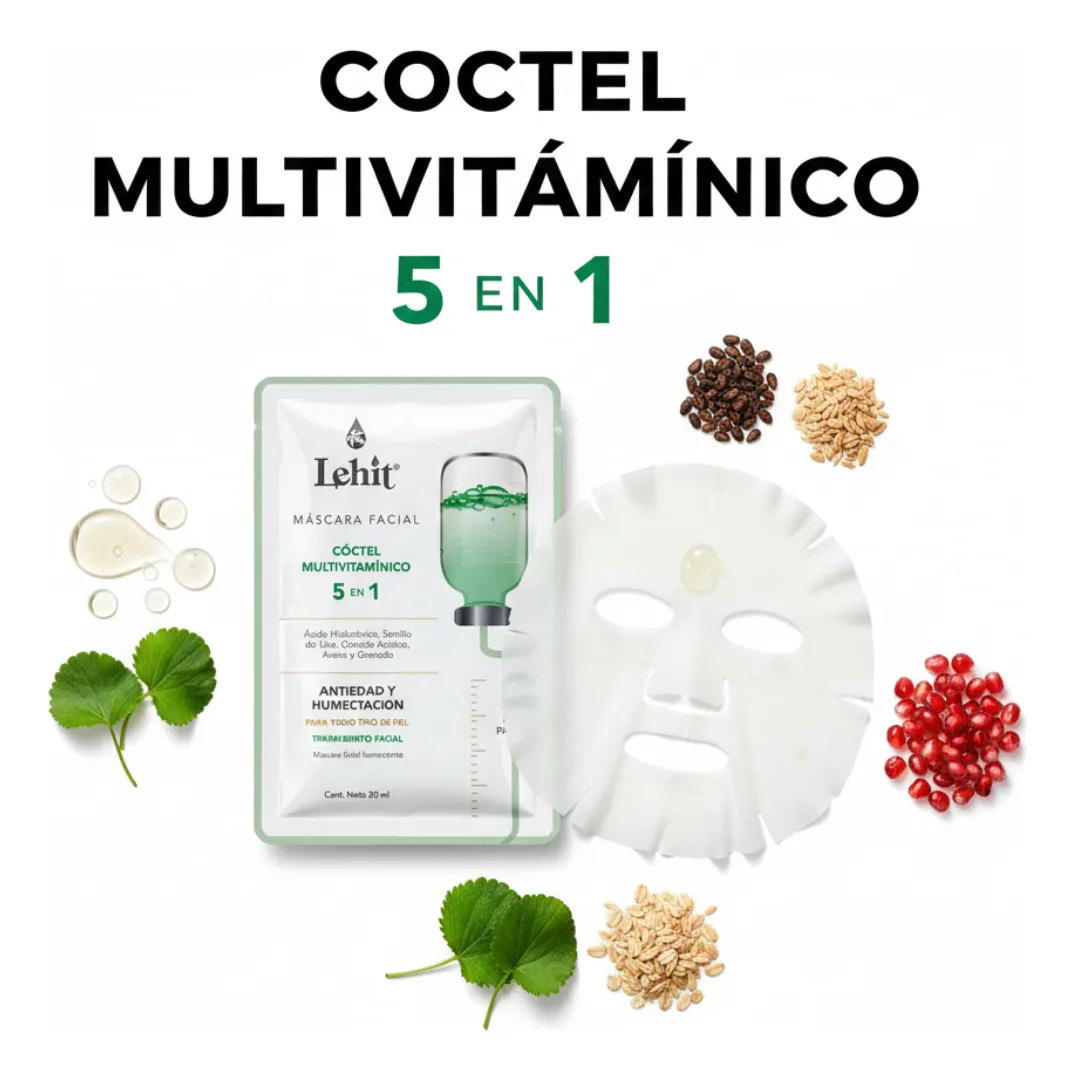 Máscara Facial Coctel Multivitamínico 5 En 1 X20 Ml Lehit Sachet