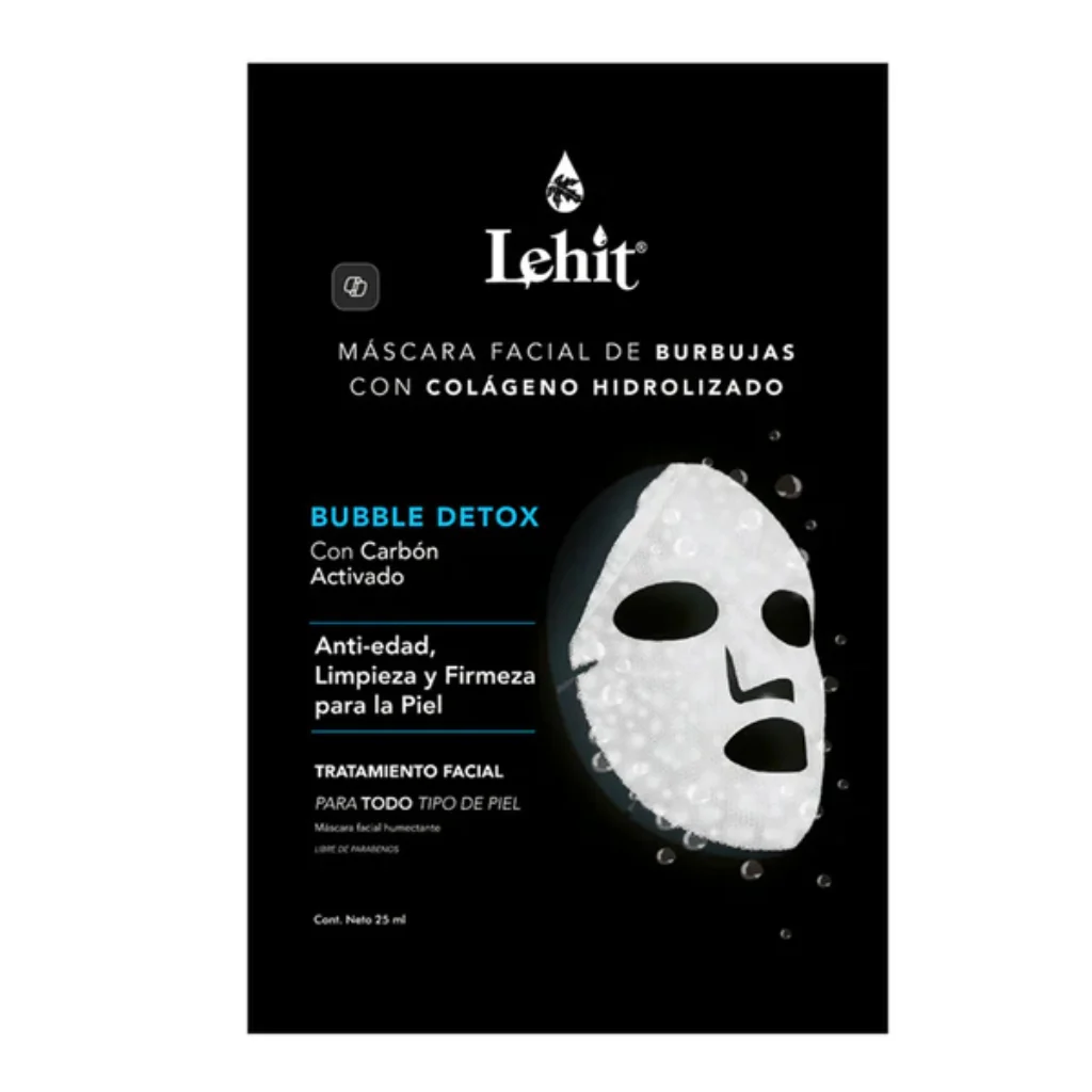 Máscara Facial Burbujas Con Colágeno Y Carbón Activado X25 Ml Lehit Sachet