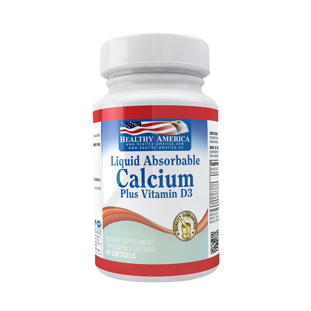 Liquid Absorbable Calcium 1200mg Plus Vitamin D3 X60 Softgels Healthy America
