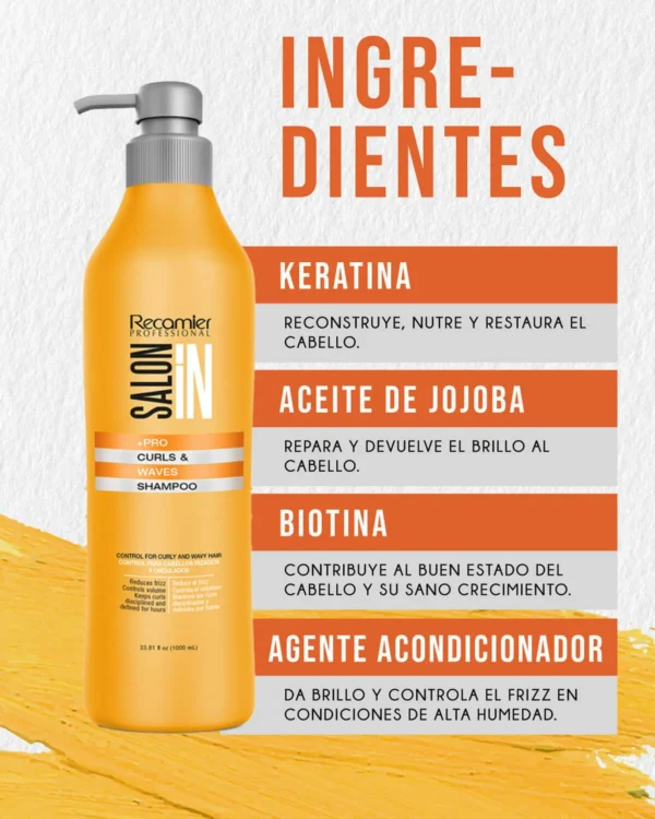 Shampoo Curls & Waves X1000 Ml Sin Sal Salon In Recamier - Image 3
