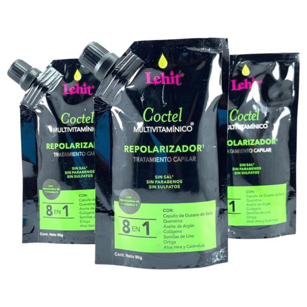 Tratamiento Capilar Coctel Multivitaminico Repolarizador 8 En 1 X90 Gr Doypack Lehit