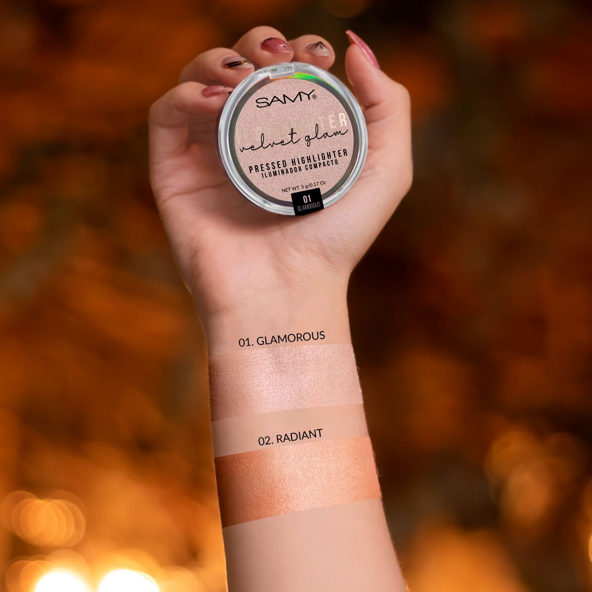 Polvo Compacto Iluminador Velvet Glam 01Radiant Samy - Image 3