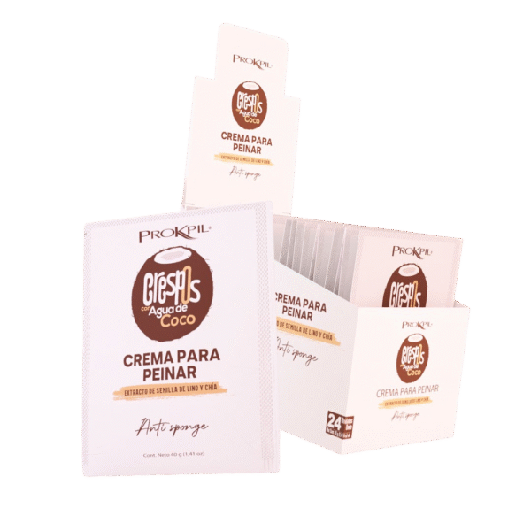 Crema Para Peinar Crespos Con Agua De Coco X40 GR Prokpil  Sachet - Image 2