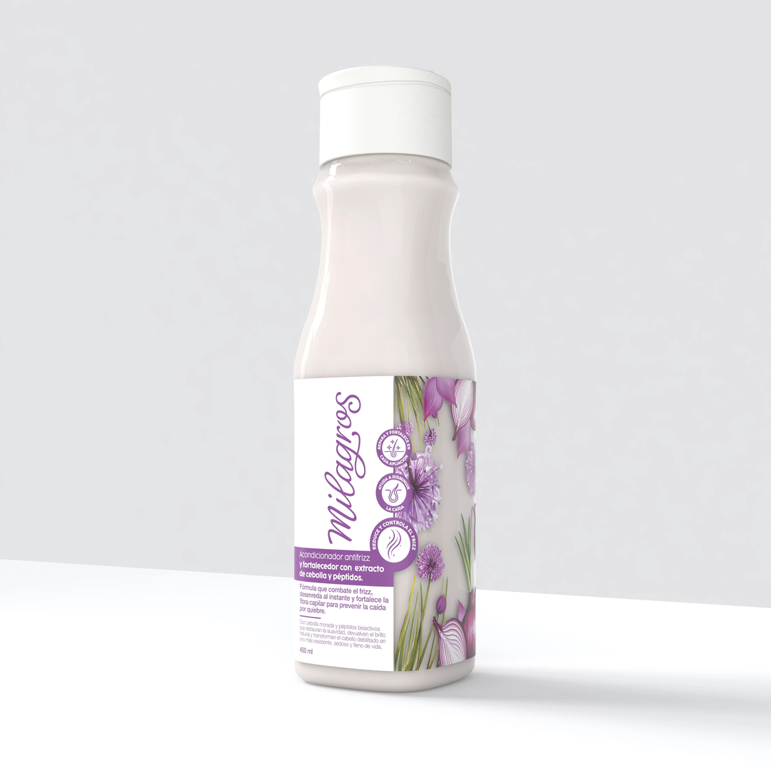 Acondicionador Antifrizz Y Fortalecedor Con Extracto De Cebolla Y Péptidos X450 Ml Milagros