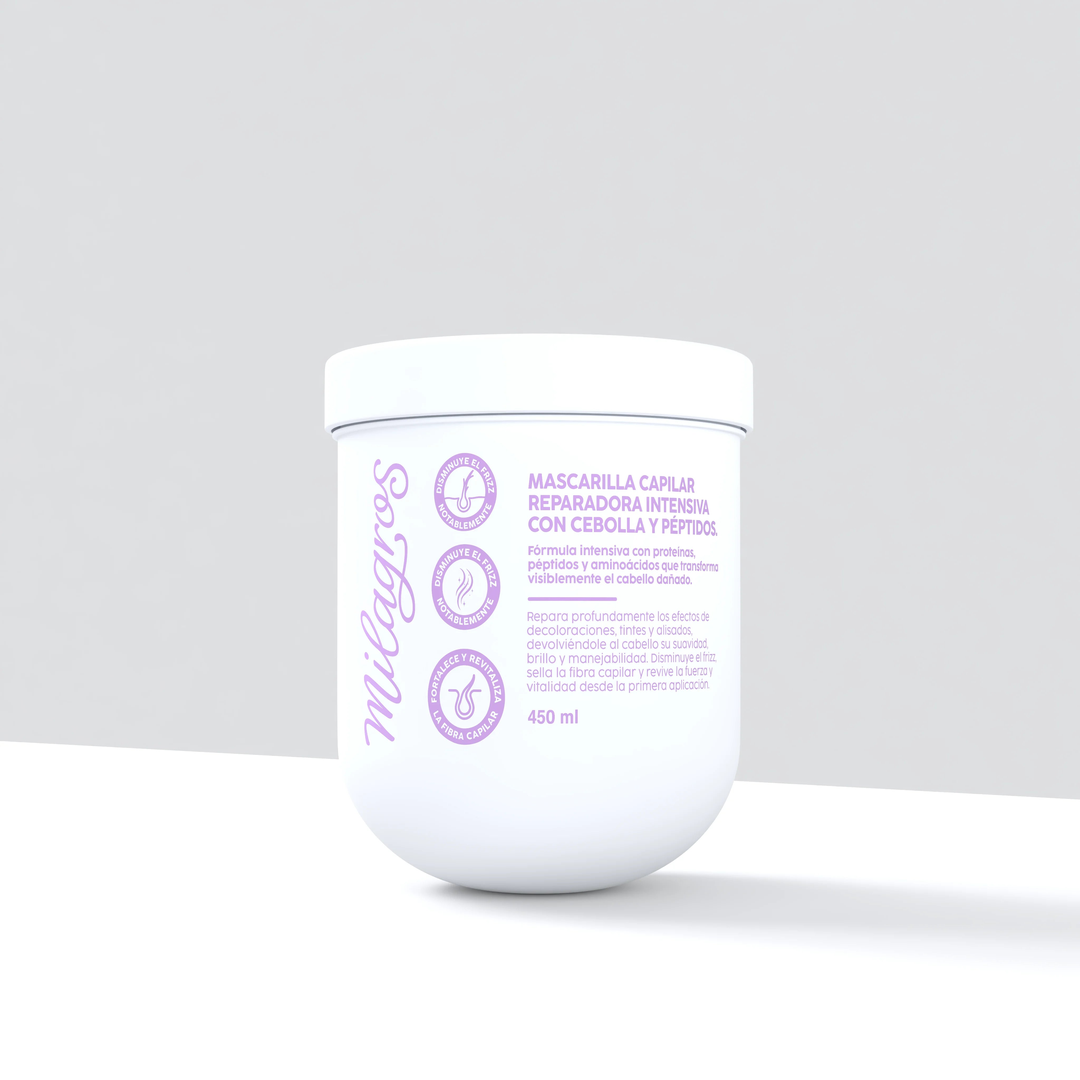 Mascarilla Capilar Reparadora Intensiva Con Extracto De Cebolla Y Péptidos X450 Ml Milagros