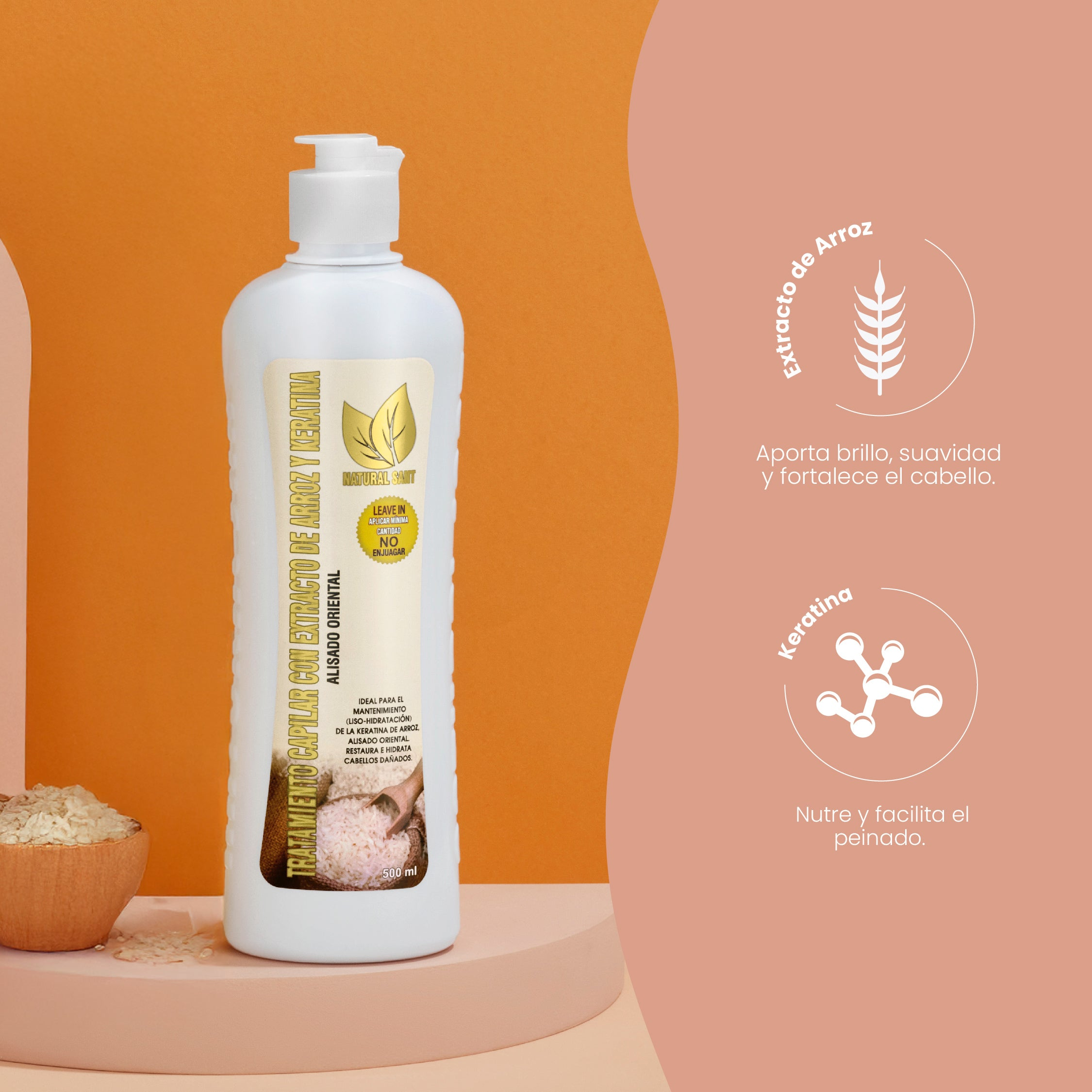 Tratamiento De Arroz Y Keratina X500 Ml Natural Sant - Image 2