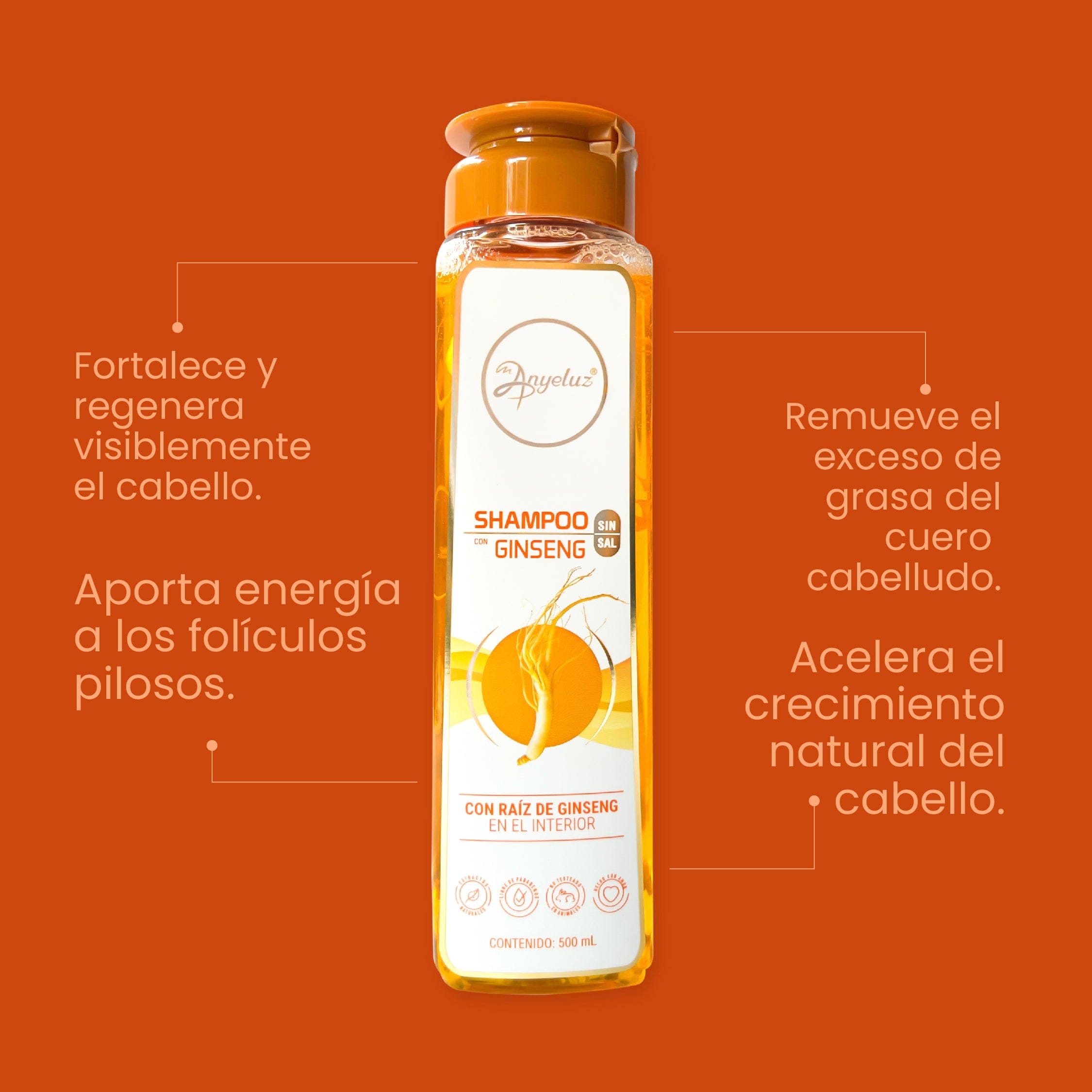 Shampoo Con Ginseng Anyeluz X500 Ml - Image 4