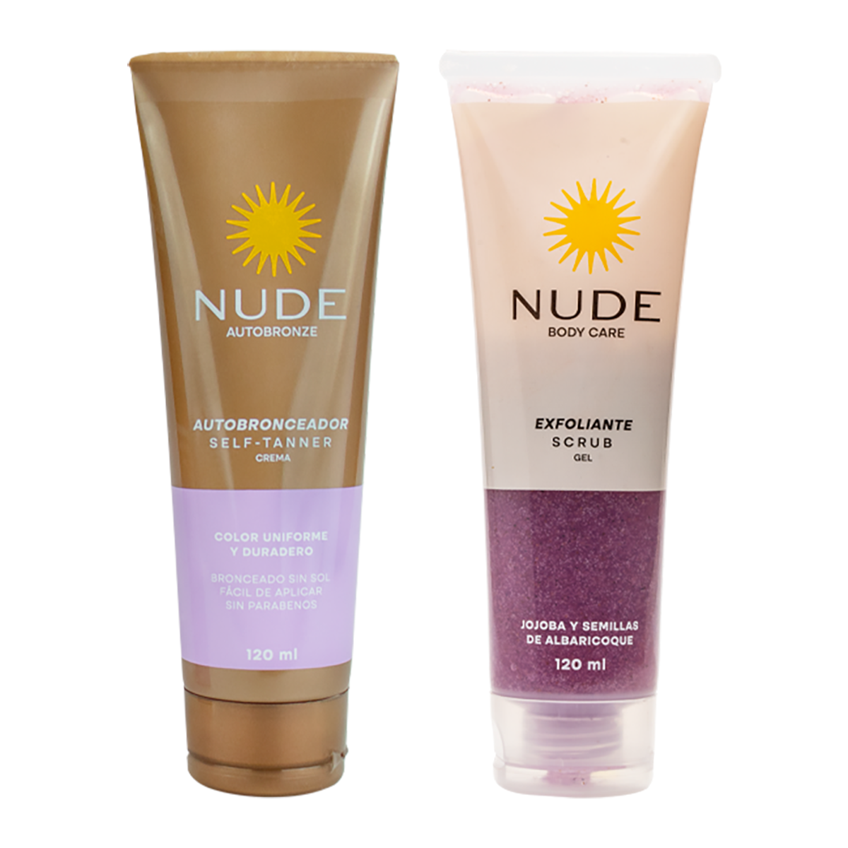 AUTOBRONCEADOR NUDE EN CREMA 120ML + EXFOLIANTE NUDE 120ML