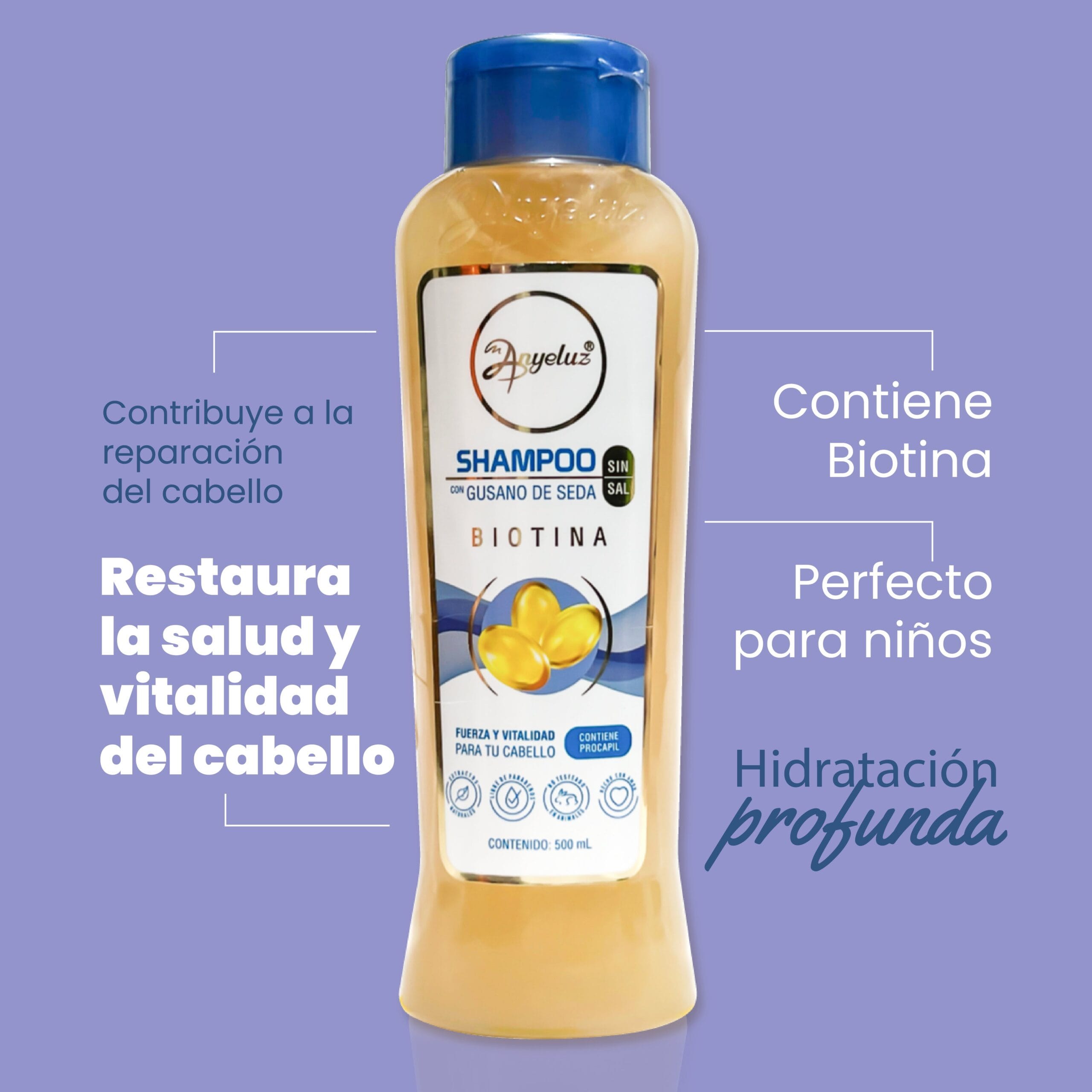 Shampoo Gusano De Seda Anyeluz X500 Ml - Image 3