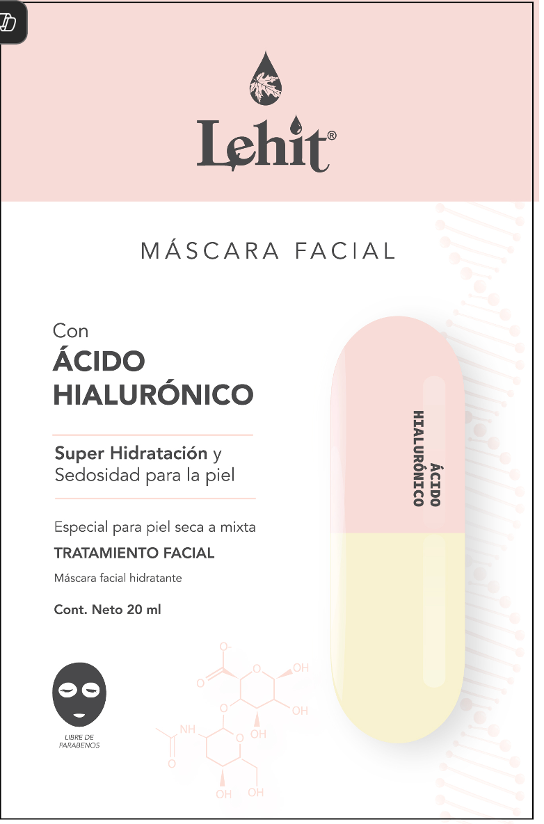 Máscara Facial con Acido Hialurónico - Especial Para Piel Seca a Mixta X20 Ml Lehit Sachet