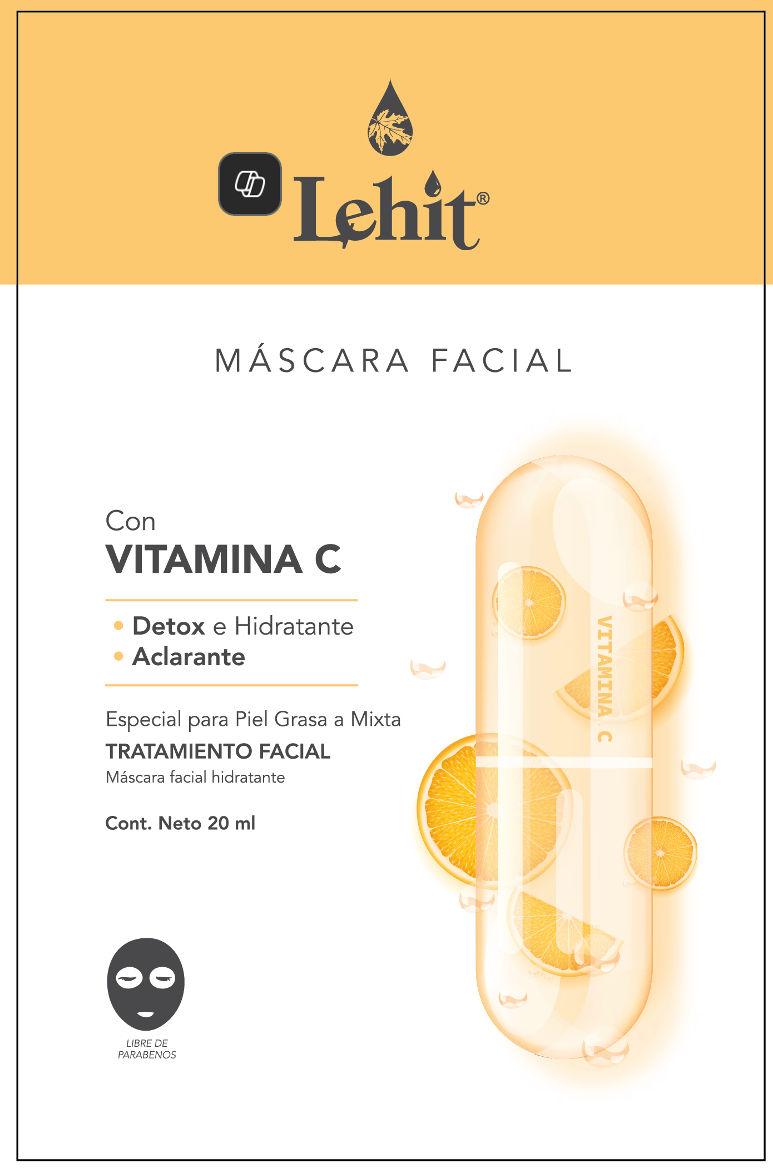 Máscara Facial con Vitamina C - Especial Para Piel Grasa a Mixta X20 Ml Lehit Sachet