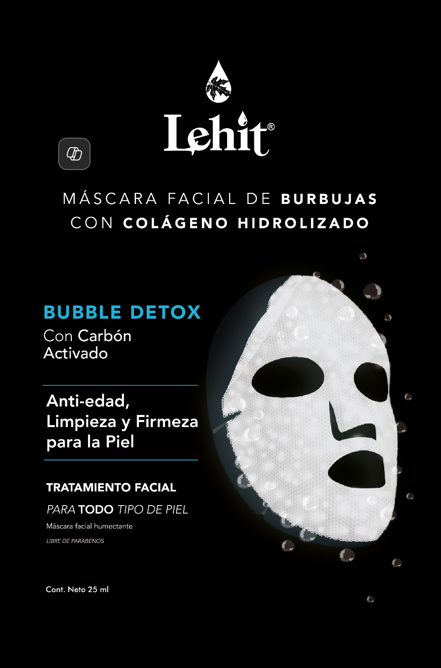 Máscara Facial Burbujas con Colágeno y Carbón Activado Lehit Sachet
